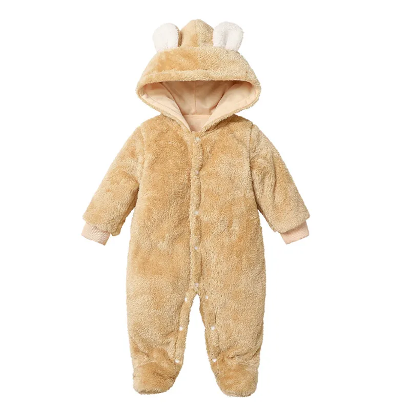

0-12M Newborn Kid Baby Girl Boy Winter Warm Clothes Fleece Long Sleeve Hooded Romper Cute Sweet Jumpsuit Cute Sweet Outfit