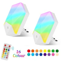 rgb 16 colors dimmable led night lights with remote control ac90 260v bedside lamp for baby children room bedroom corridor