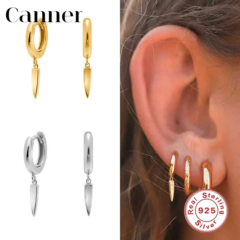 

Canner 925 Sterling Silver Earrings For Women Plata de ley 925 Gold Rivet Earings Fine Jewelry Piercing pendientes aretes W5