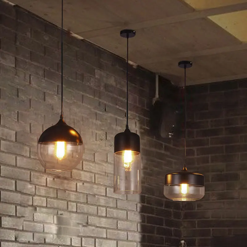 Стеклянный подвесной светильник винтажные кухонные подвесные лампы для