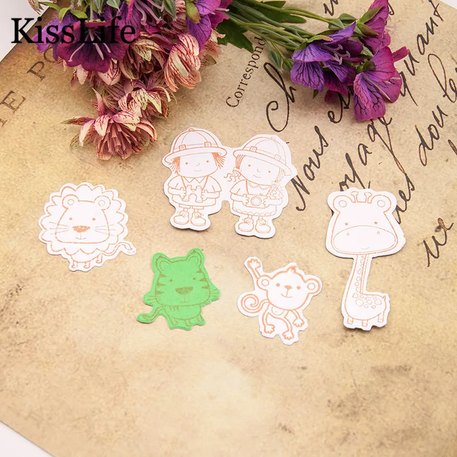 Штампы и штампы для мальчиков обезьяны кошки Лев жираф листья скрапбукинга