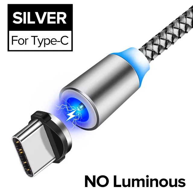 For Type C Silver INIU световой поток магнитного освещения USB кабель для iPhone XR X 7 8 микро Тип C зарядное устройство Быстрая зарядка магнит зарядка USB-C тип-c - Цвет: For Type C Silver