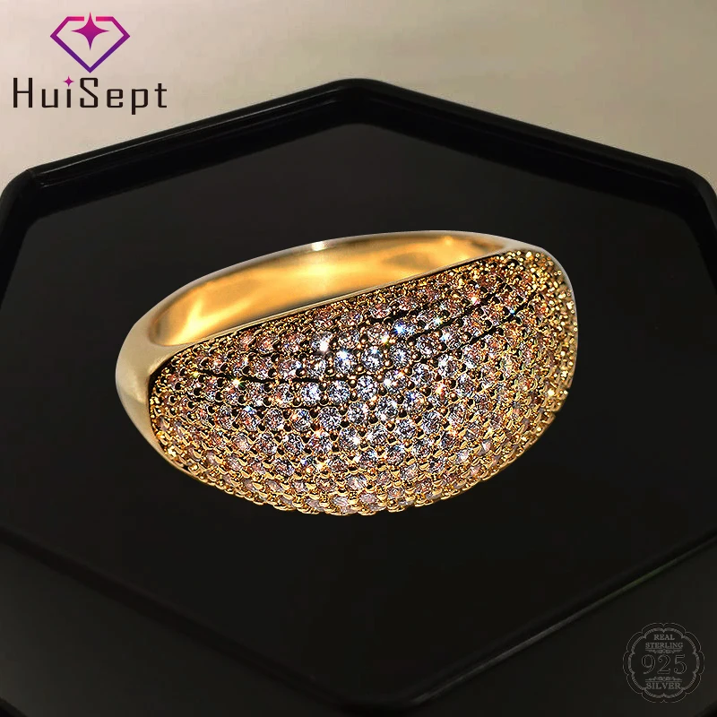 

HuiSept Luxury 925 Silver Ring for Women Inlaid AAA Zircon Gemstone Jewelry Ornament Rings Wedding Promise Party Gifts Wholesale