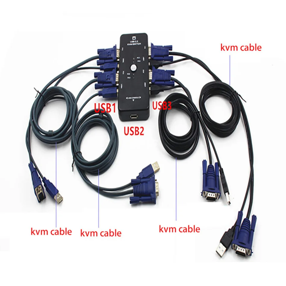 WVVMVV 4-портовый kvm-переключатель USB 2 0 VGA разветвитель для принтера мыши