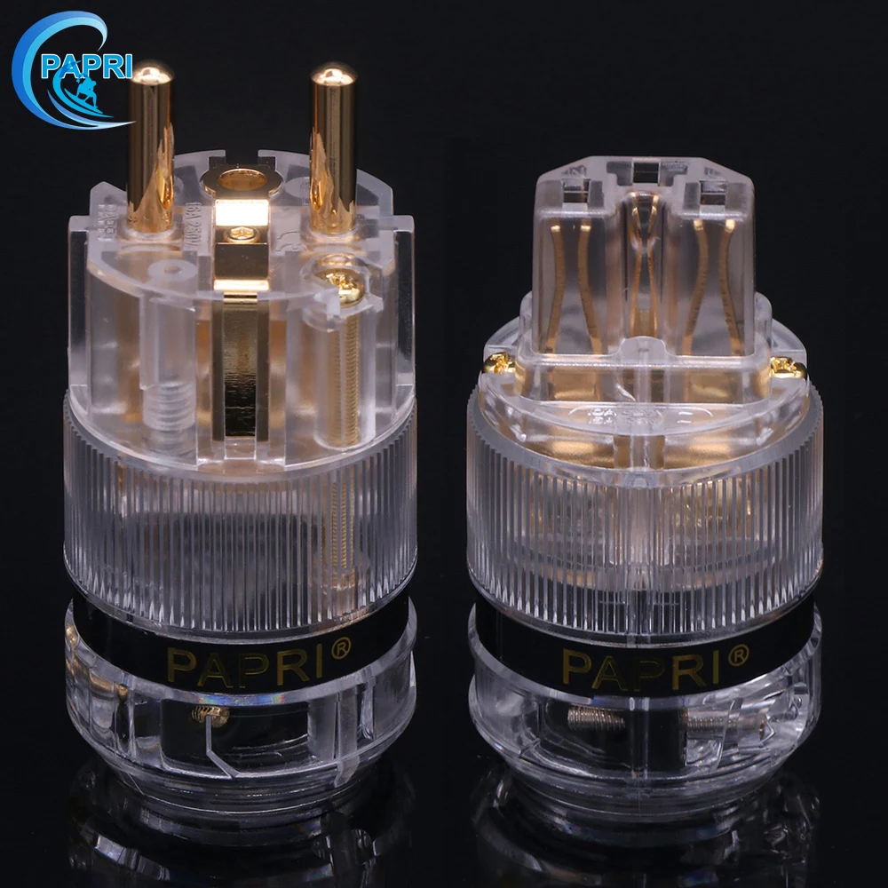 

PAPRI Europe Standard Male Mains AC Power Plug NCF Nanostructures Pure Copper Gold Plated EuropeanL Famale Power Supply Socket