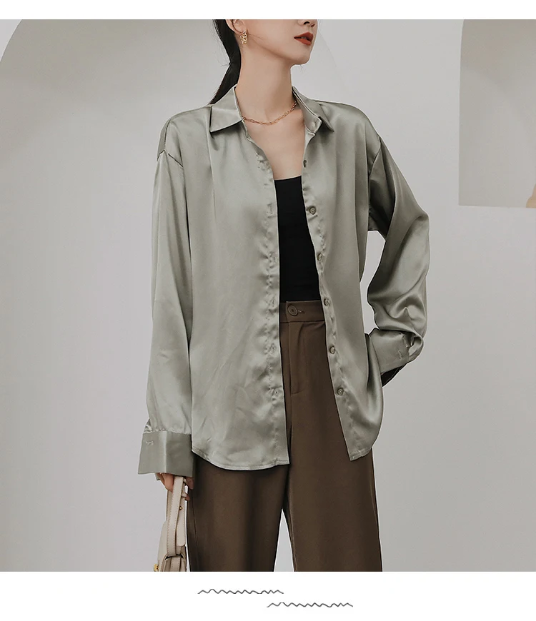 Летние Осенние свободные женские блузки винтажные однобортные рубашки с длинным