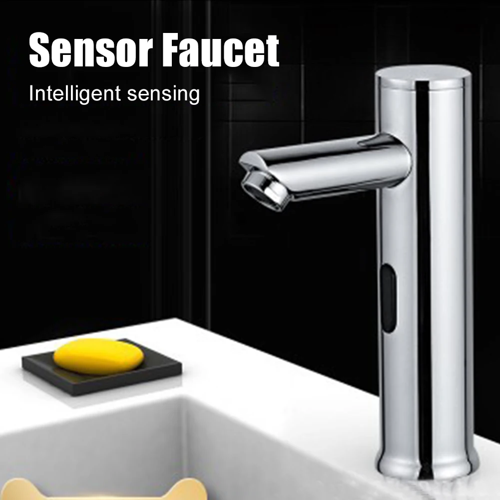 

Home Cold Hot Brass Touchless Bathroom Basin Sensor Faucet Water Mixer Sink Automatic Infrared Splash Proof Tap Kitchen Knob
