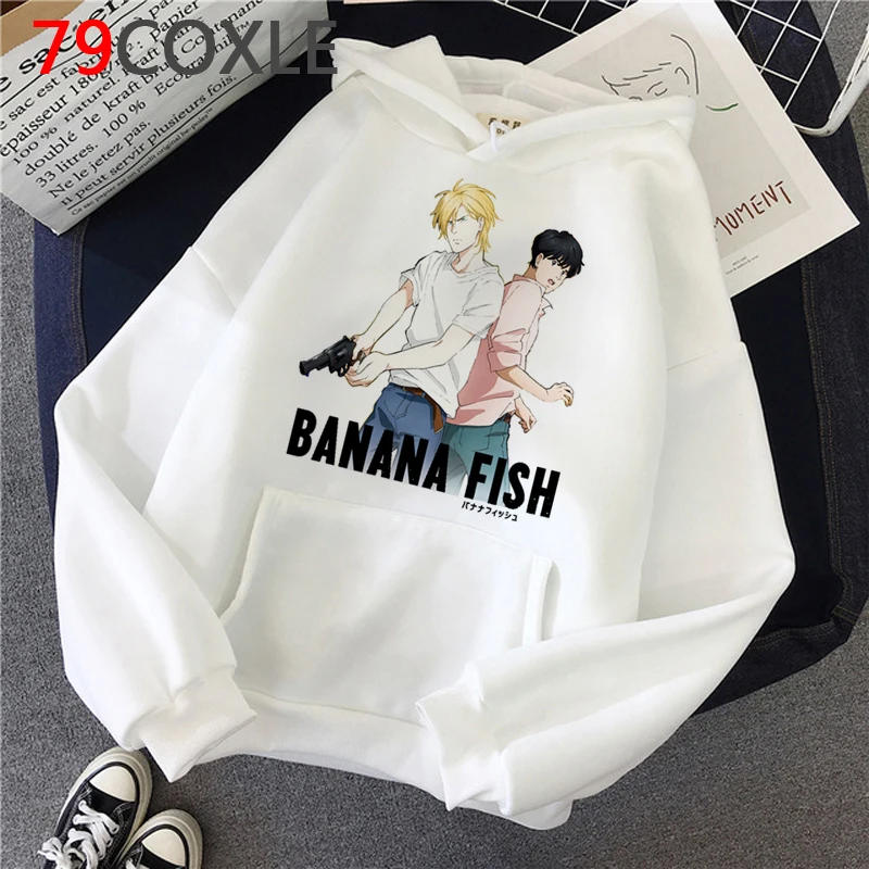 

Мужские толстовки с капюшоном в стиле японского аниме, банановая рыба, уличная одежда с графическим принтом, зимние теплые толстовки унисек...