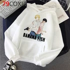 Мужские толстовки с капюшоном в стиле японского аниме, банановая рыба, уличная одежда с графическим принтом, зимние теплые толстовки унисекс в стиле манга, Харадзюку