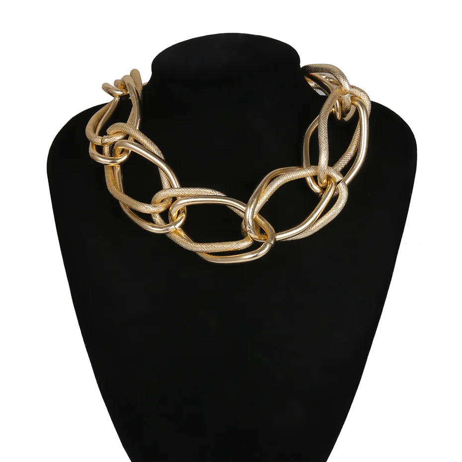 Necklace IngeSight. Z панковское массивное кубинское ожерелье-чокер в стиле кантри, ожерелье в стиле хип-хоп, Массивное колье из тяжелого металла для женщин, ювелирные изделия - Окраска металла: Necklace