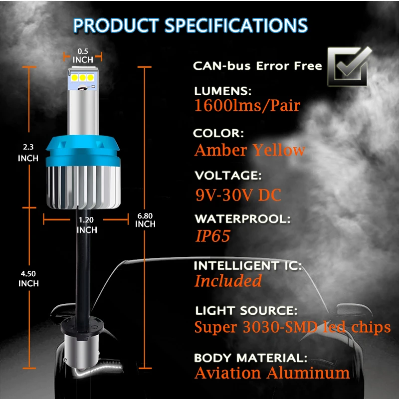 Светодиодная автомобильная лампа iJDM P21W 1156 T20 W21/5W 7443 P21/5W 1200LM W21W 7440 BA15S BAY15D PY21W 3157 DRL