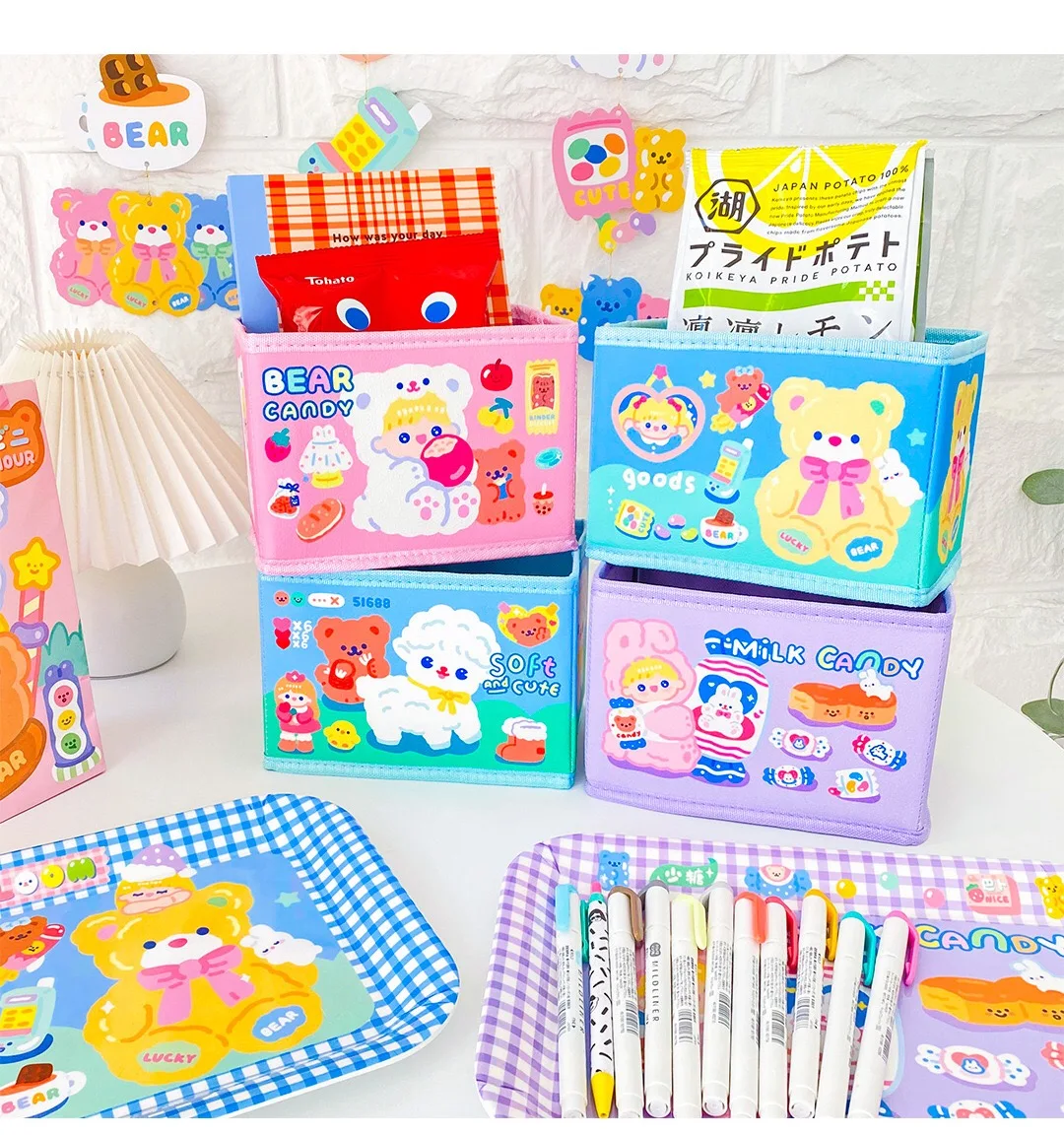 

Настольный органайзер Kawaii, чехол для хранения ювелирных изделий, чехол для медведя, овцы, косметичка для девочек, коробка для домашнего хран...