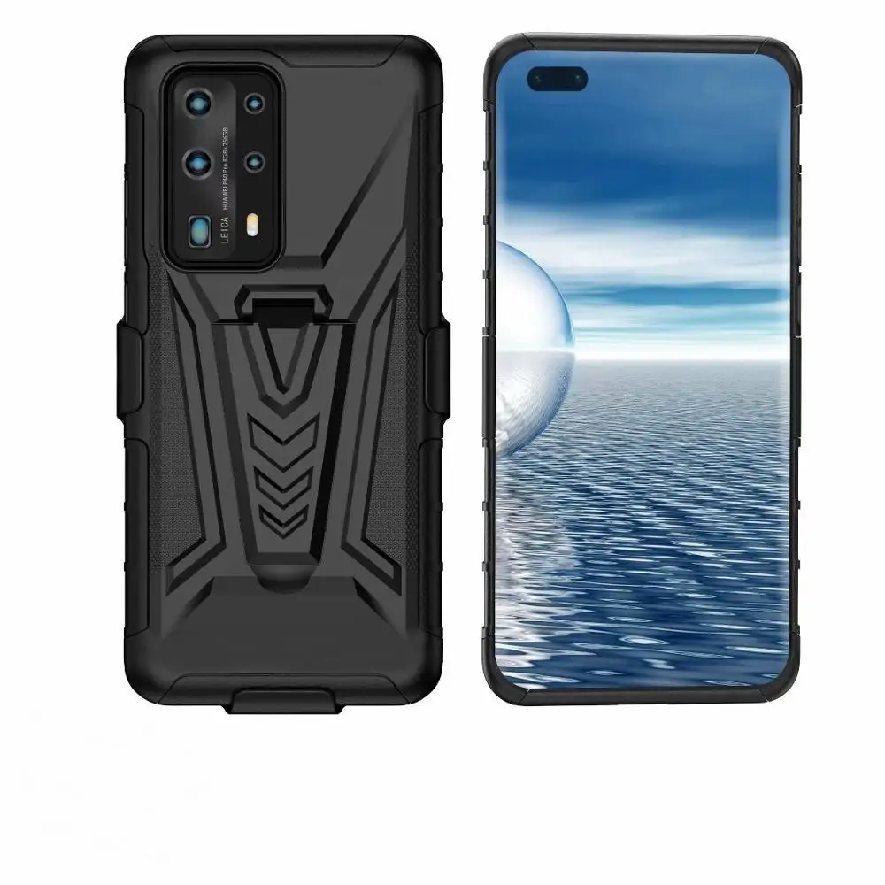 

Heavy Duty Shockproof Belt Clip Armor Case For Huawei P40 P40Pro P40lite E Kickstand Cover Holster