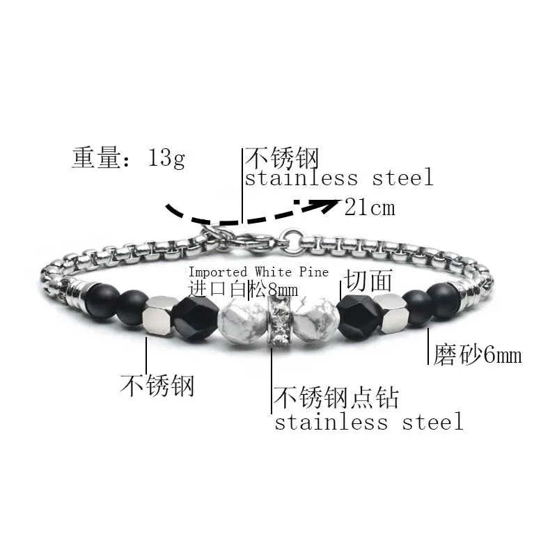 Модный регулируемый браслет из бусин мужской нержавеющей стали для мужчин
