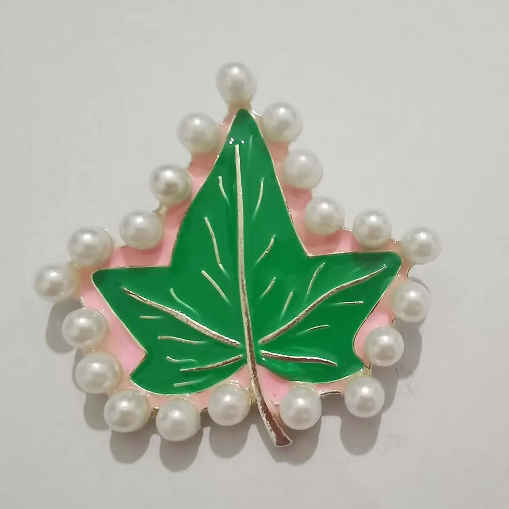 

Hot Sell Sorority Fraternity Greek Society Pink Green Pearl Brooch Lapel Pin