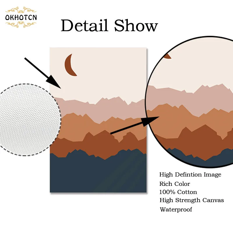 

Abstract Boho Landscape Canvas Painting Moon Sun Posters And Prints Vintage Wall Art Nordic Forest Pictures for Bedroom Decor