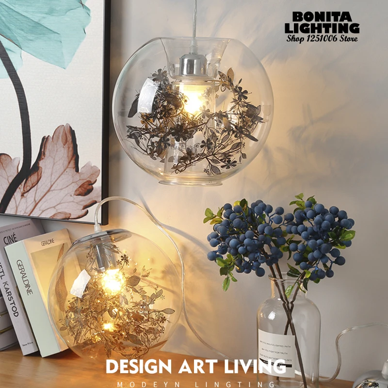 Современные подвесные светильники с прозрачным стеклянным шаром подвесной