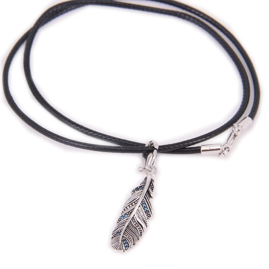 Томас Стиль паве Циркон Круглой Формы крылья/перья TS ожерелье Bijoux (украшения