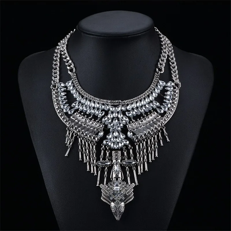 

Богемное винтажное массивное ожерелье-чокер, женское роскошное хрустальное ожерелье с большим воротником, индийское этническое большое ко...