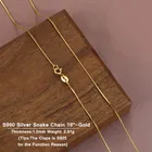 Цепочка-змейка женская из серебра 990 пробы, 1618 дюймов, 1,0 мм