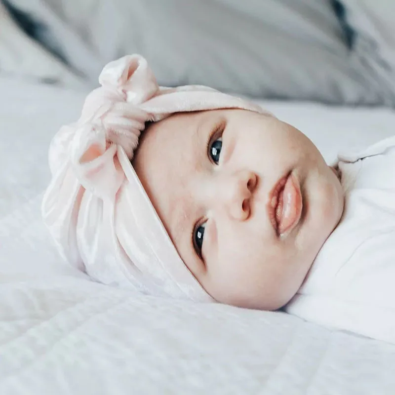 Золотистый бархатный бант для новорожденных флуоресцентный тюрбан мягкая Кепка