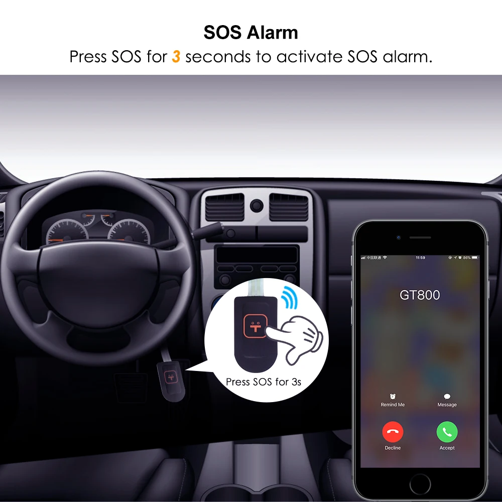 Автомобильный GPS трекер автомобильный водонепроницаемая сигнализация SOS