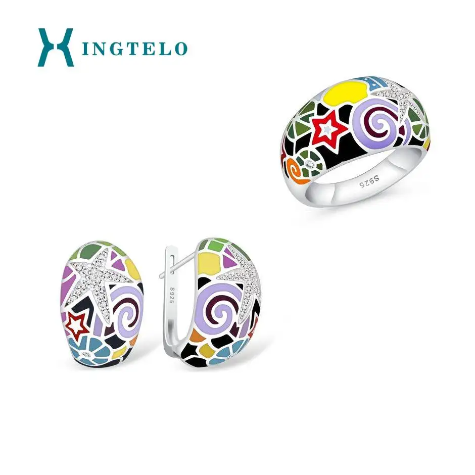 

XINGTELO Earrings Ring for Women 925 Sterling Silver Bridal Jewelry Set White Cubic Zirconia Jewelry Silver Ring Stud Earrings
