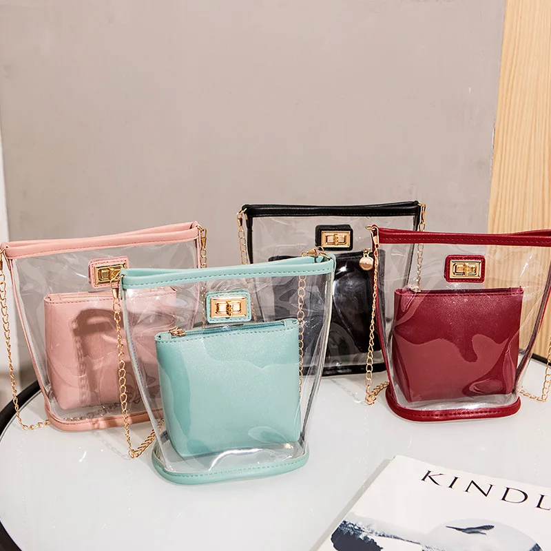 

Женская мини-сумка через плечо, летняя, прозрачная, ярких цветов