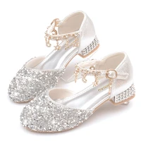 children high heels girls princess shoes performance flash diamond crystal charm sweet for party chic sequined wedding chic