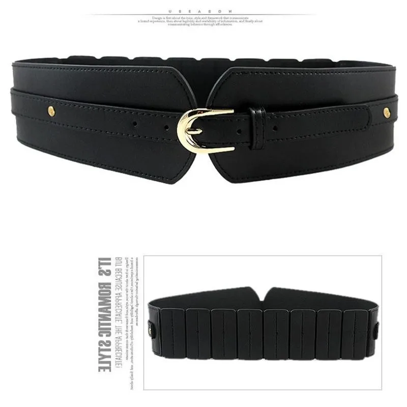 

Luxury Ladies Wide Belt Elastic Vintage Buckle Leather Wide Fashion Belt Pin Seal Buckle Women's Belt Waist Wild K1T6