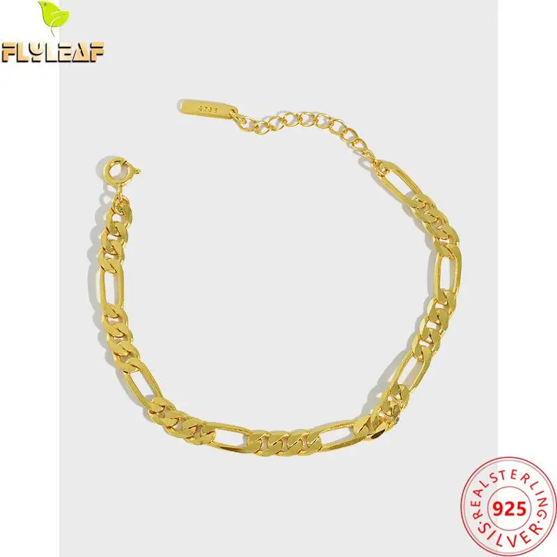 

925 Sterling Silver Simple Chain Bracelet For Women Cold Style 18k Gold Female Fashion Jewelry 2021 Trend