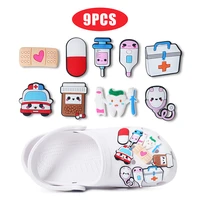 hot sale medical 9pcslot pvc shoe charms accessories decorations pill blood bag viscera tooth for shoe charms kids x mas gift