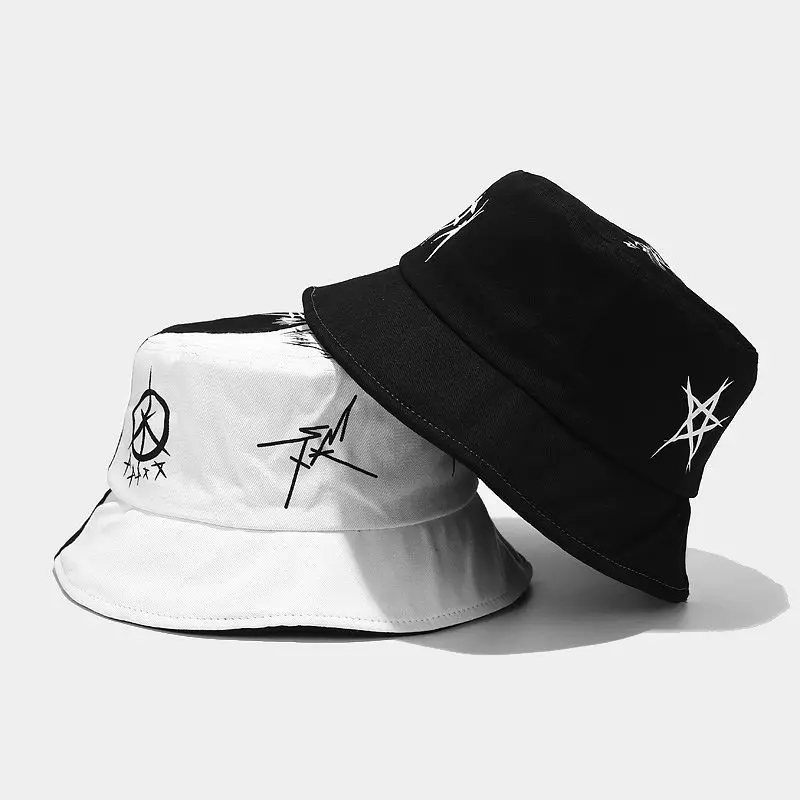 

New Graffiti Sunscreen Men's Women's Bucket hat Fisherman Cap Summer Outdoor Travel Beach Sun Hat Street Trend Hip-Hop Basin cap