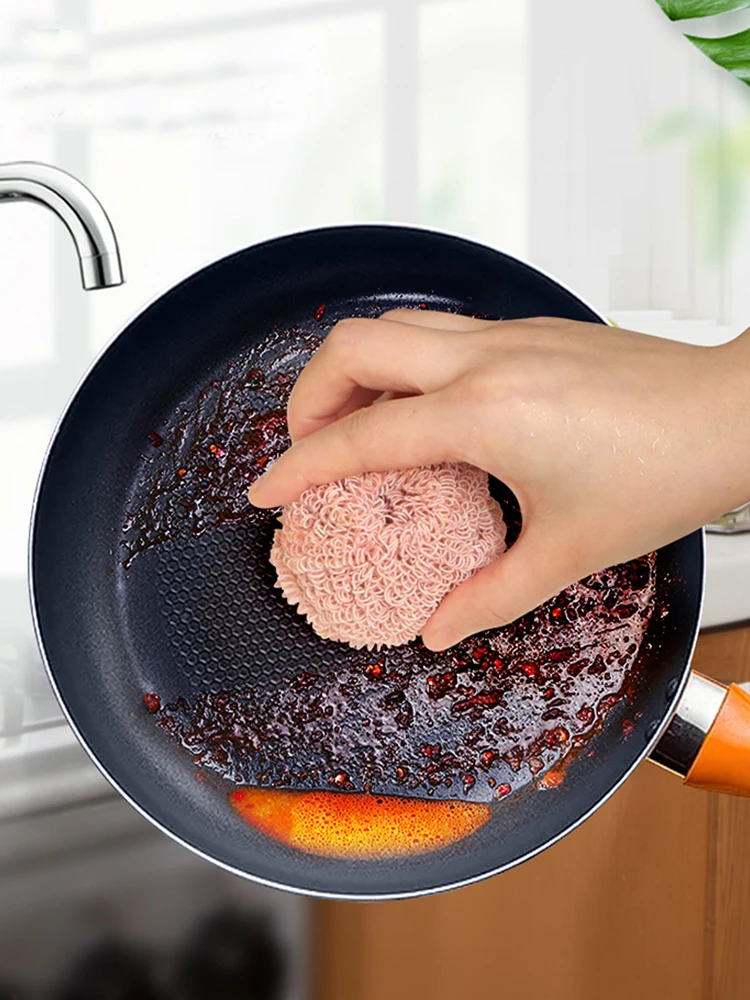 Антипригарный стальной шарик из нановолокна пластиковый для чистки длинная