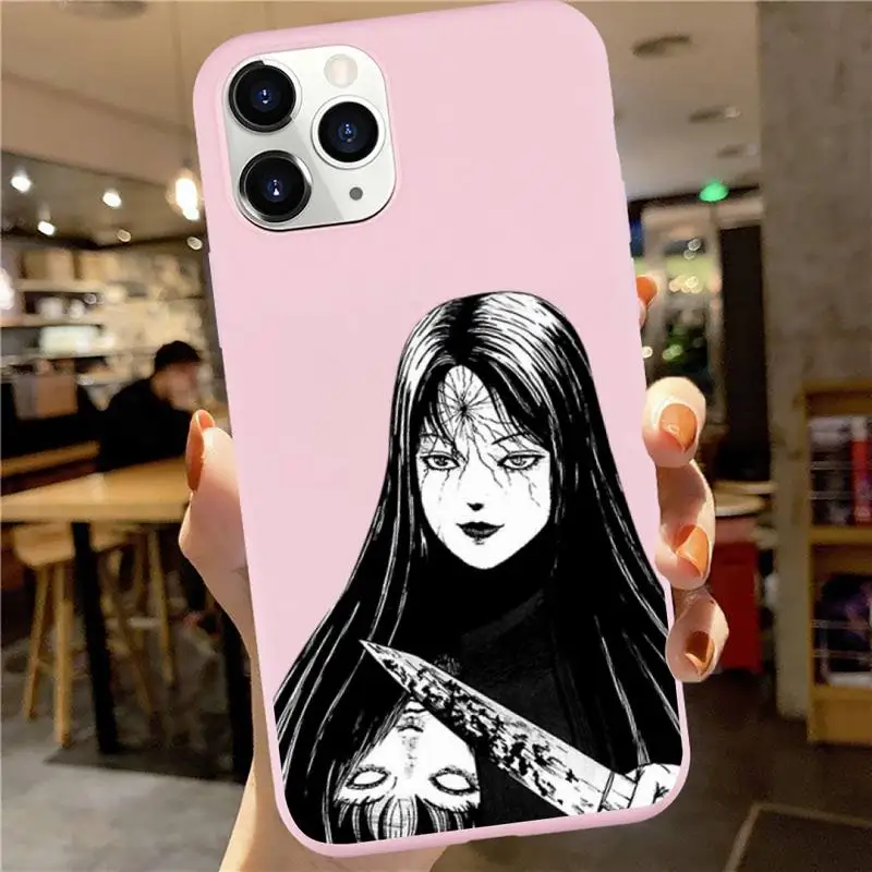 

Junji Ito Collection Tees Anti-fall luxury Phone Case cover Candy Color for iPhone 6 7 8 11 12 s mini pro X XS XR MAX Plus