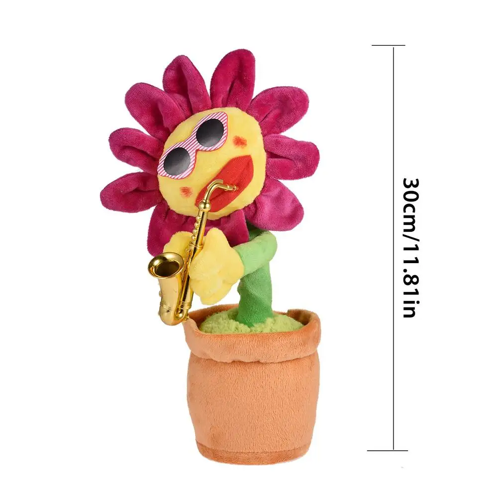 

Dancing Sunflower Plush Toy Playing Saxophone Electric Funny Party Gift Singing 60 Songs Luminous Kid Early Eductional Tool