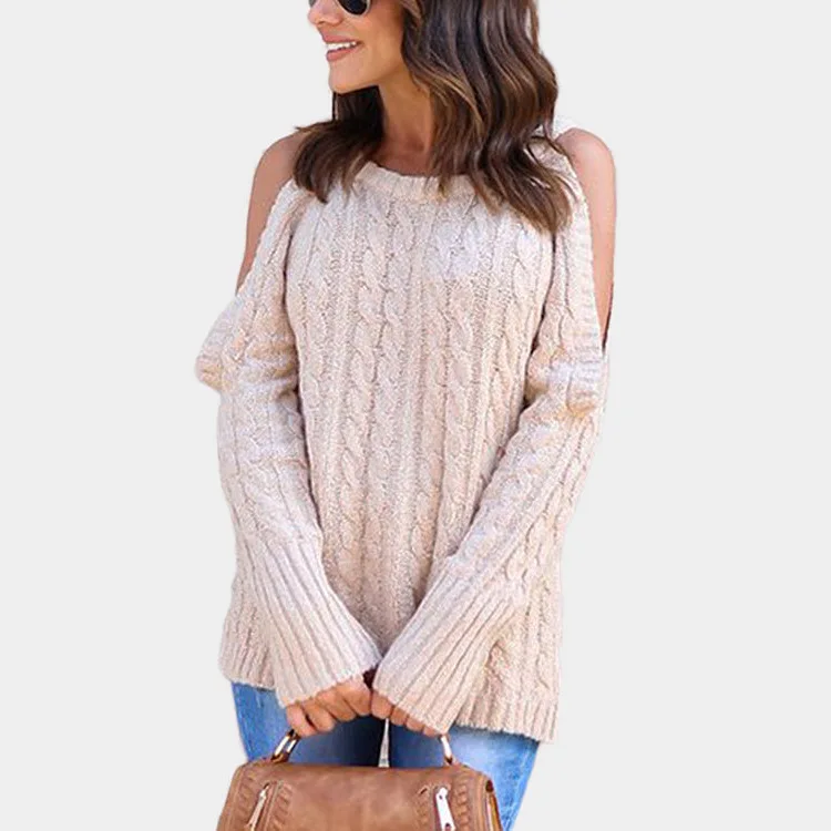 New Sweater Women 2019 Round Neck Long Sleeve Solid Color Off Shoulder Autumn And Winter Clothes Vestidos MMY76065 | Женская одежда