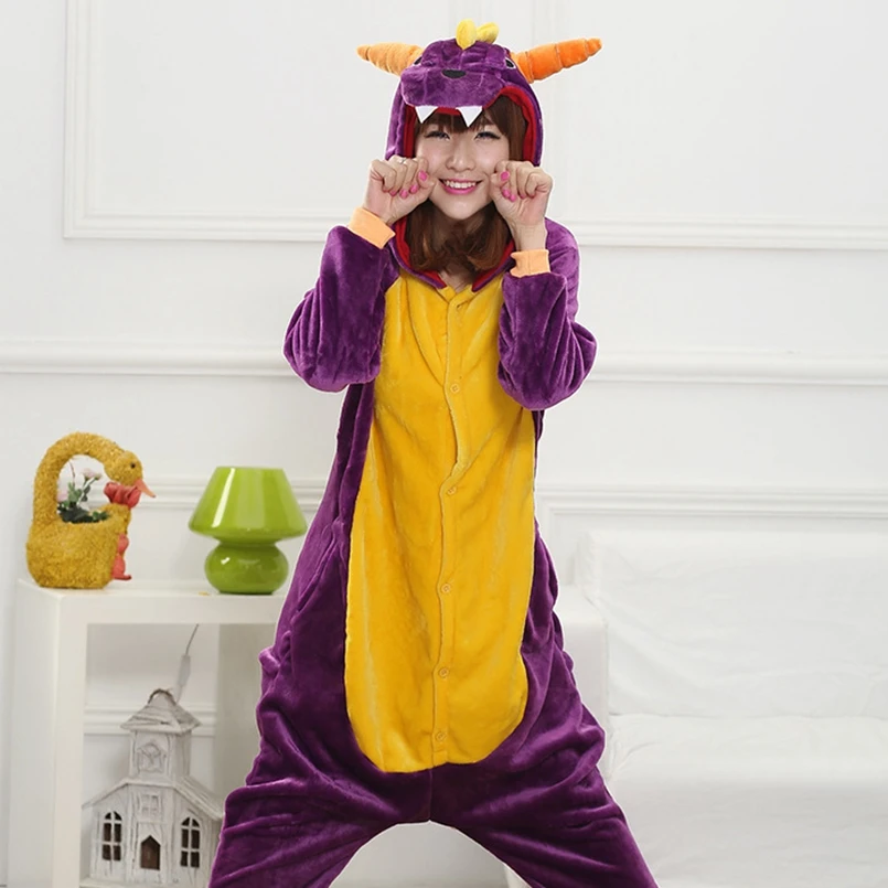 

Animal Dragon Pajamas Kigurumi Adult Pyjama Family Pajama Sets Women Men Winter Flannel Hoodie Mom Daughter Onesies Sleepwear