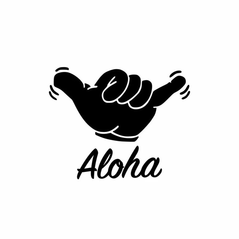 Черная/Серебряная Виниловая наклейка Aloha Shaka для автомобиля, декор бампера, наклейки, водонепроницаемая, съемная наклейка, новая S1176