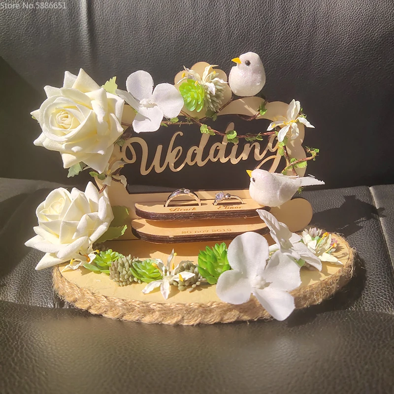 

Personalized Custom 1pcs Ring Pillow Wedding Engagement Decoration Crafts Holder for Bride Groom Exchange Ring Bridal Shower