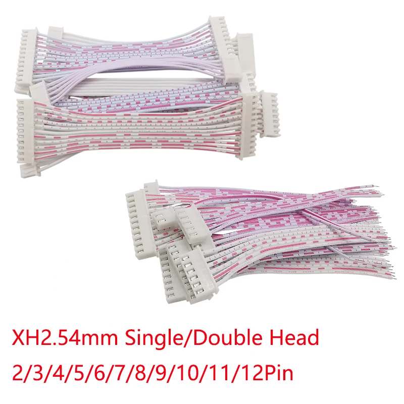 5Pcs XH2.54 XH 2.54mm 2P/3/4/5/6/7/8/9/10/12 Pin Female Plug Terminal Cable JST Wire Connector Single/Double Head Red White Line