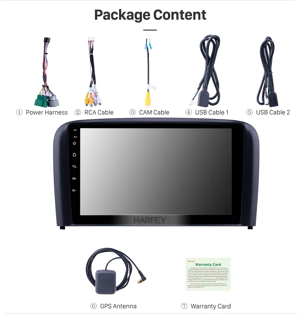 Harfey 2din 9 дюймов Автомагнитола стерео для Volvo S80 2004 2005 2006 gps Navi USB AUX Android 8,1 поддержка Carplay DVR OBD Цифровое ТВ