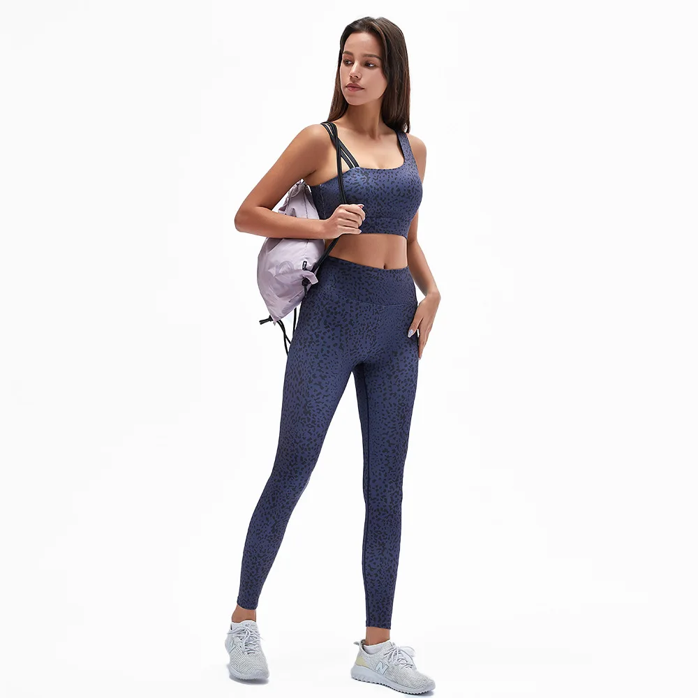 

Sloping shoulder bra trousers sports fitness yoga wear shockproof running wear