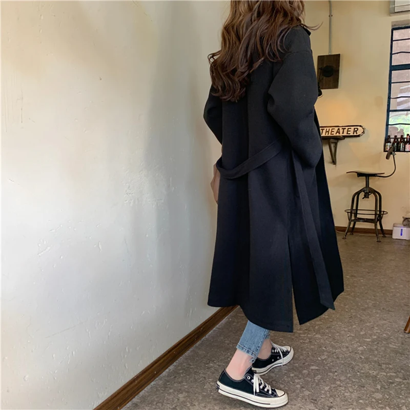 

SISPELL Winter Thick Warm Windbreaker Forr Women Notched Long Sleeve High Waist Belt Bowknot Trench Coat Female 2021 Fashion New