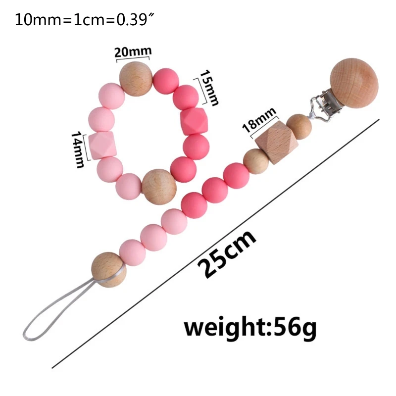 

2Pcs Baby Pacifier Clip Chain Nipple Dummy Clip Holder Silicone Beads Bracelet