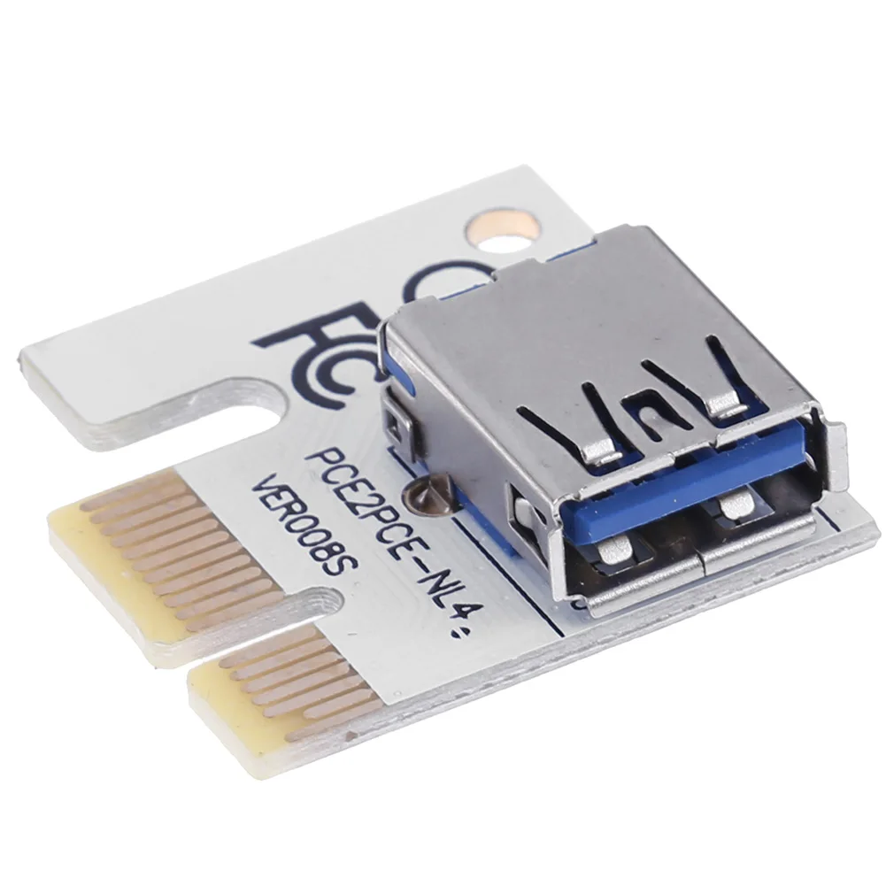 

6pcs PCI-E Riser Card for Miner GPU Mining 008s VER008S 4Pin SATA 6PIN PCIE 1x to 16x Extender Adapter Card USB 3.0 Cable