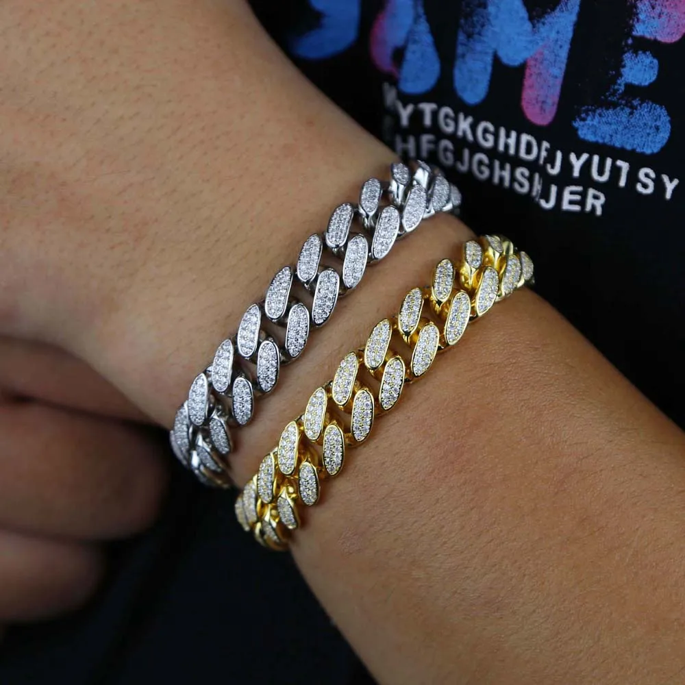 

Iced Out Bling Hip Hop Men Jewelry 5A Cubic Zirconia Miami Cuban Link Chain Cool Choker Necklace Bracelet 2021 New
