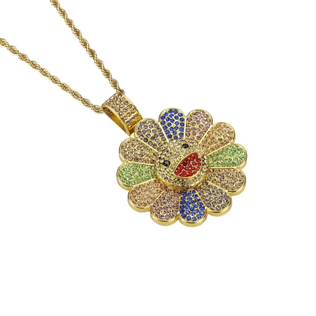 

European and American Foreign Trade Fashion Sun Flower Necklace Net Red Sunflower Pendant Jewelry Drop Shipping
