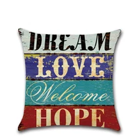 bei west retro country style cushion cover happy life maxim hand painted letter linen printed pillowcases bar sofa bedroom decor