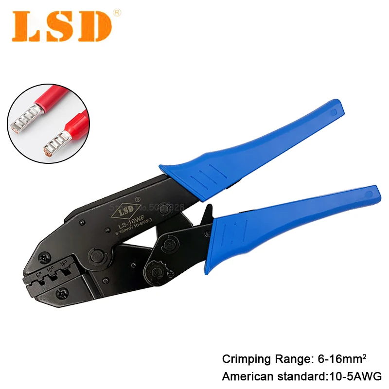 Обжимные плоскогубцы LS 16WF 6 16mm2 10 5AWG кабель Bootlace наконечники клеммы трубки провода